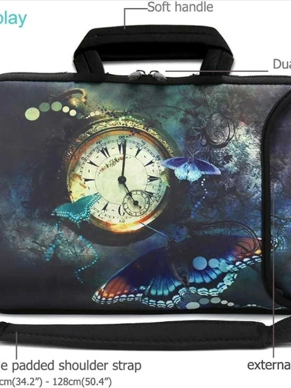Steampunk Butterfly Clock Laptop Sleeve Bag